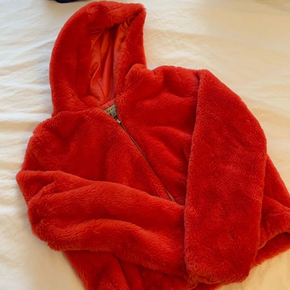 Fur orange bomber style jacket